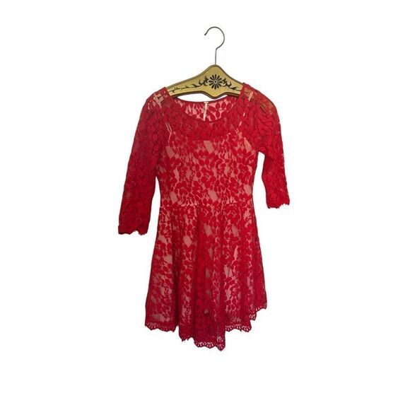 Free People semi sheer hot red dress sz 10 - Picture 3 of 6